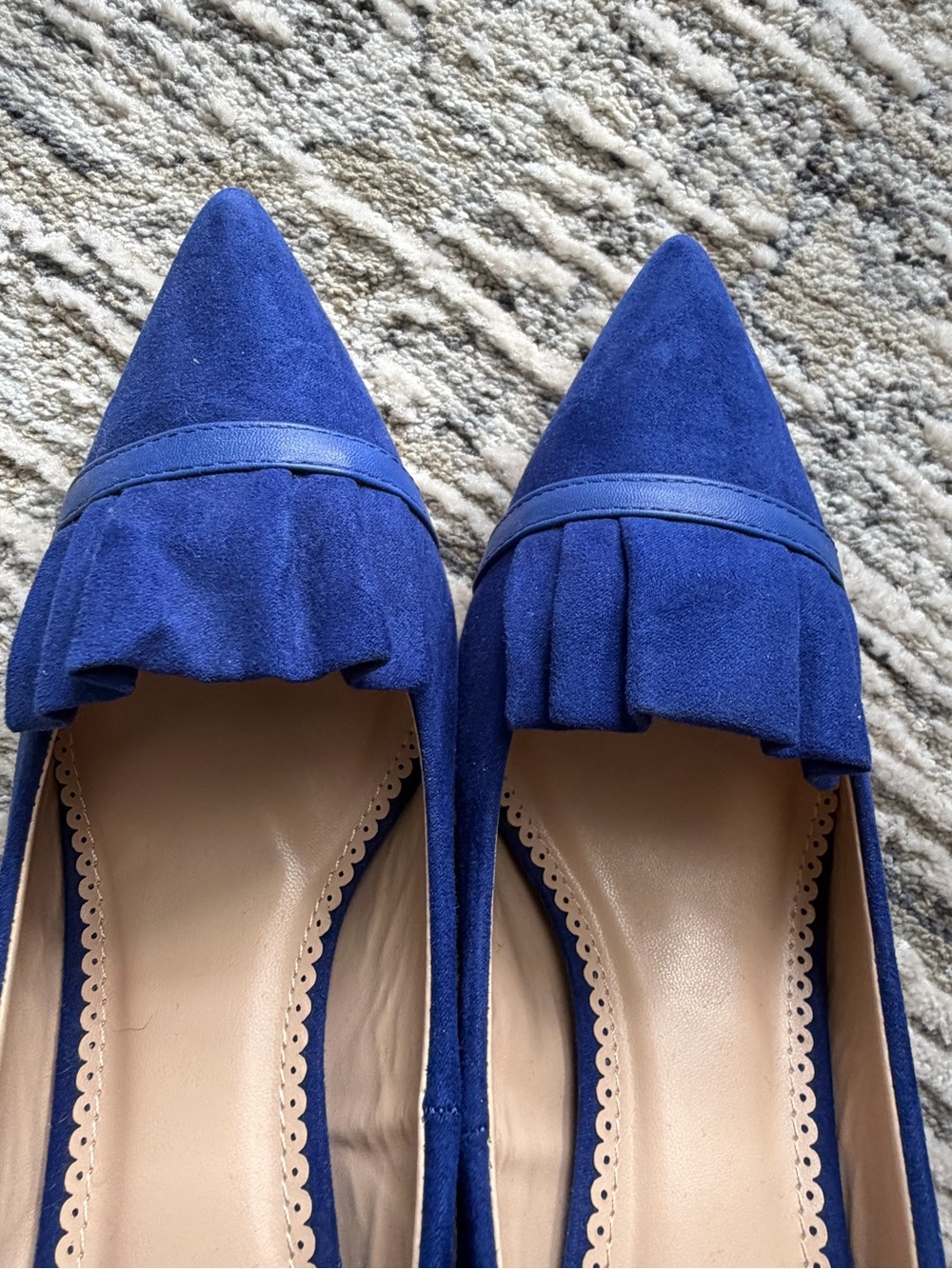 Journee Collection Blue Pointed-Toe Ruffle Flats - Picture 2 of 4